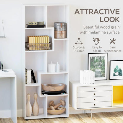 HOMCOM Modern Room Divider, Bookshelf, Tall Bookcase for Living Room, Bedroom, Home Office, 70 x 24 x 178 cm, White Additional View 5