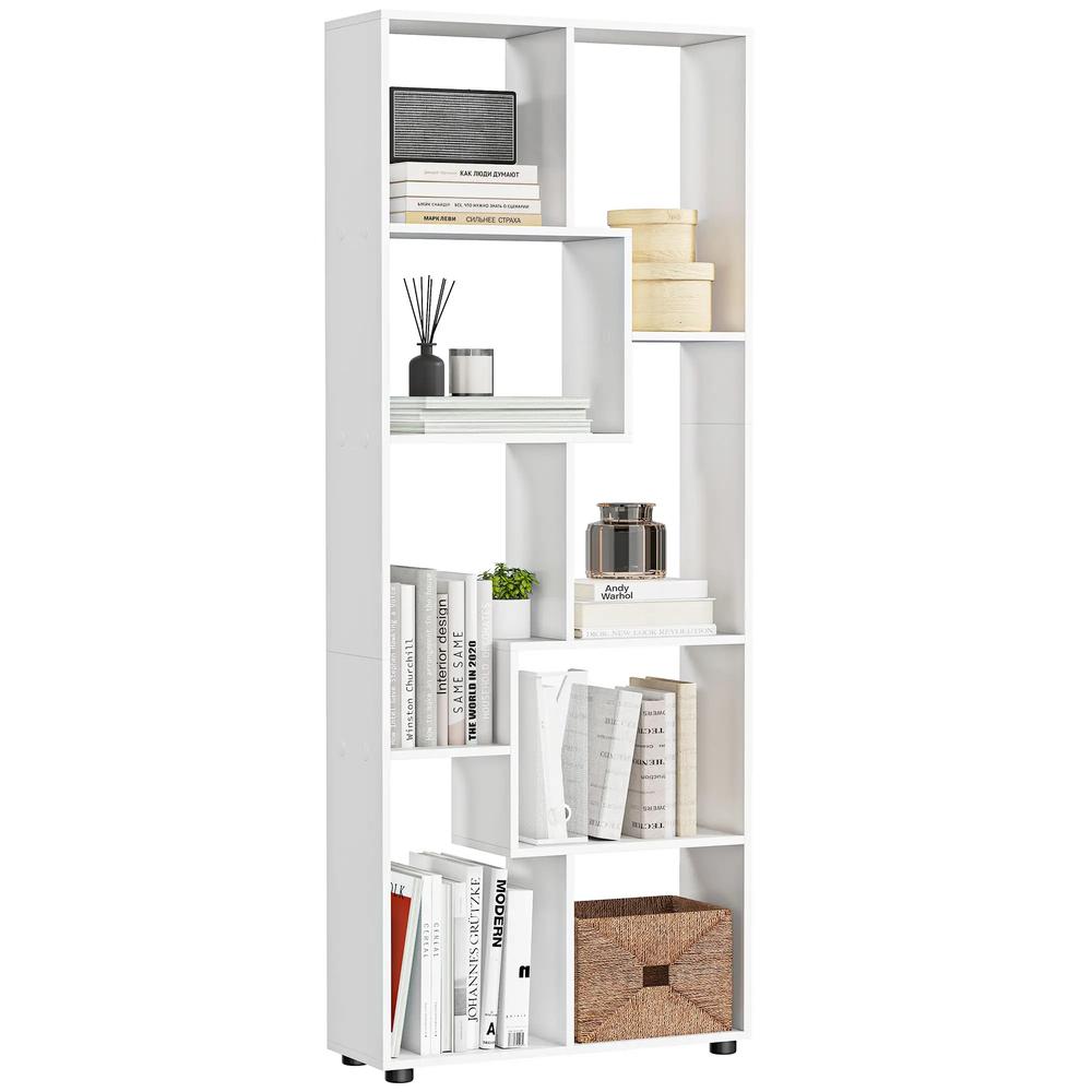 HOMCOM Modern Room Divider, Bookshelf, Tall Bookcase for Living Room, Bedroom, Home Office, 70 x 24 x 178 cm, White