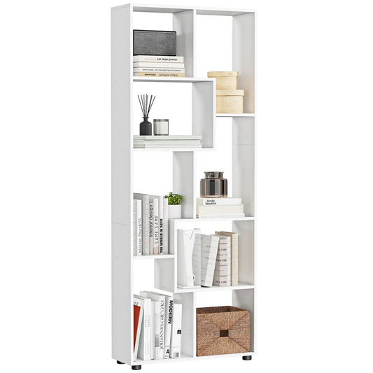HOMCOM Modern Room Divider, Bookshelf, Tall Bookcase for Living Room, Bedroom, Home Office, 70 x 24 x 178 cm, White