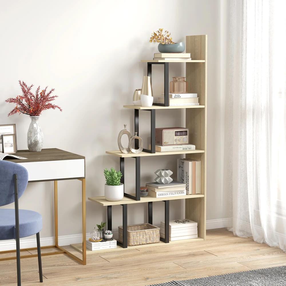 HOMCOM 5-Tier Bookcase, Wooden Ladder Bookshelf Display Stand Additional View 13