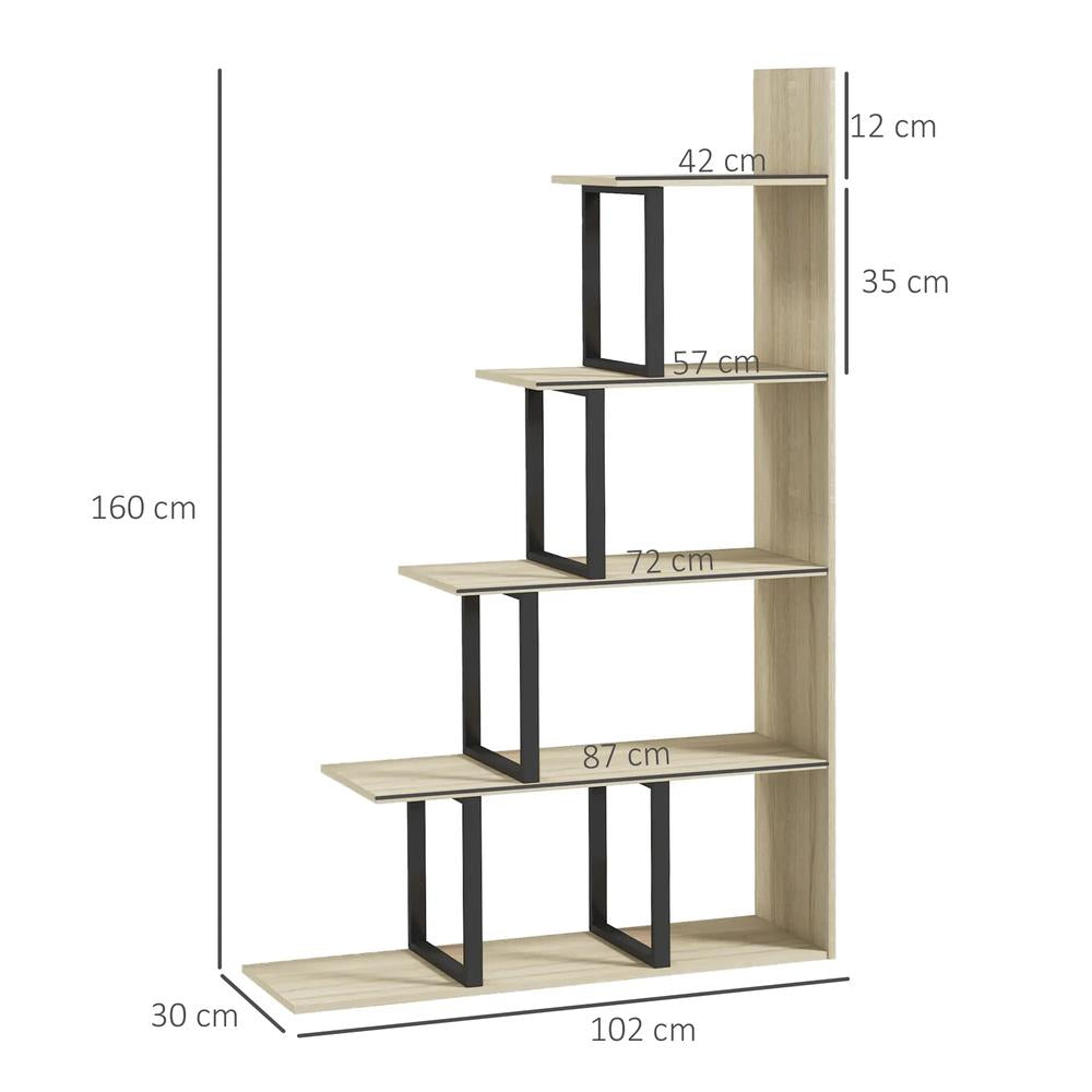 HOMCOM 5-Tier Bookcase, Wooden Ladder Bookshelf Display Stand Additional View 14