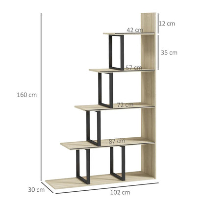 HOMCOM 5-Tier Bookcase, Wooden Ladder Bookshelf Display Stand Additional View 14