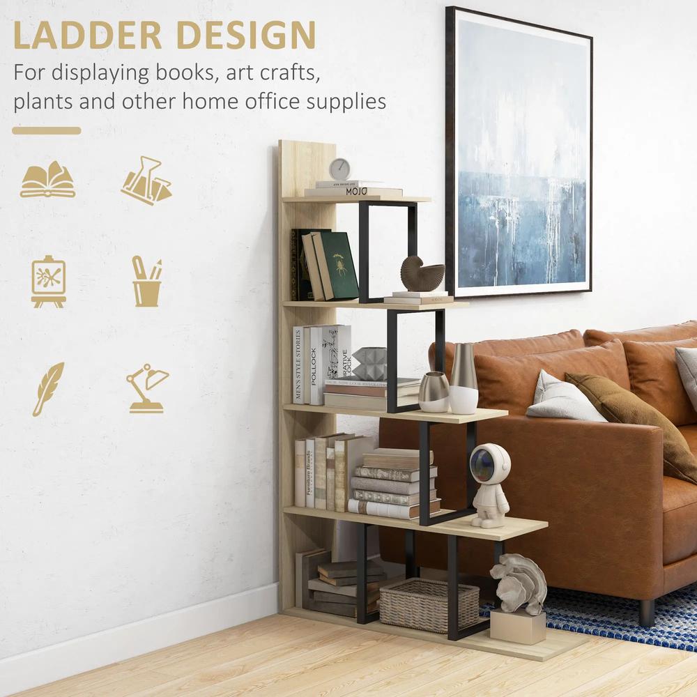 HOMCOM 5-Tier Bookcase, Wooden Ladder Bookshelf Display Stand Additional View 15