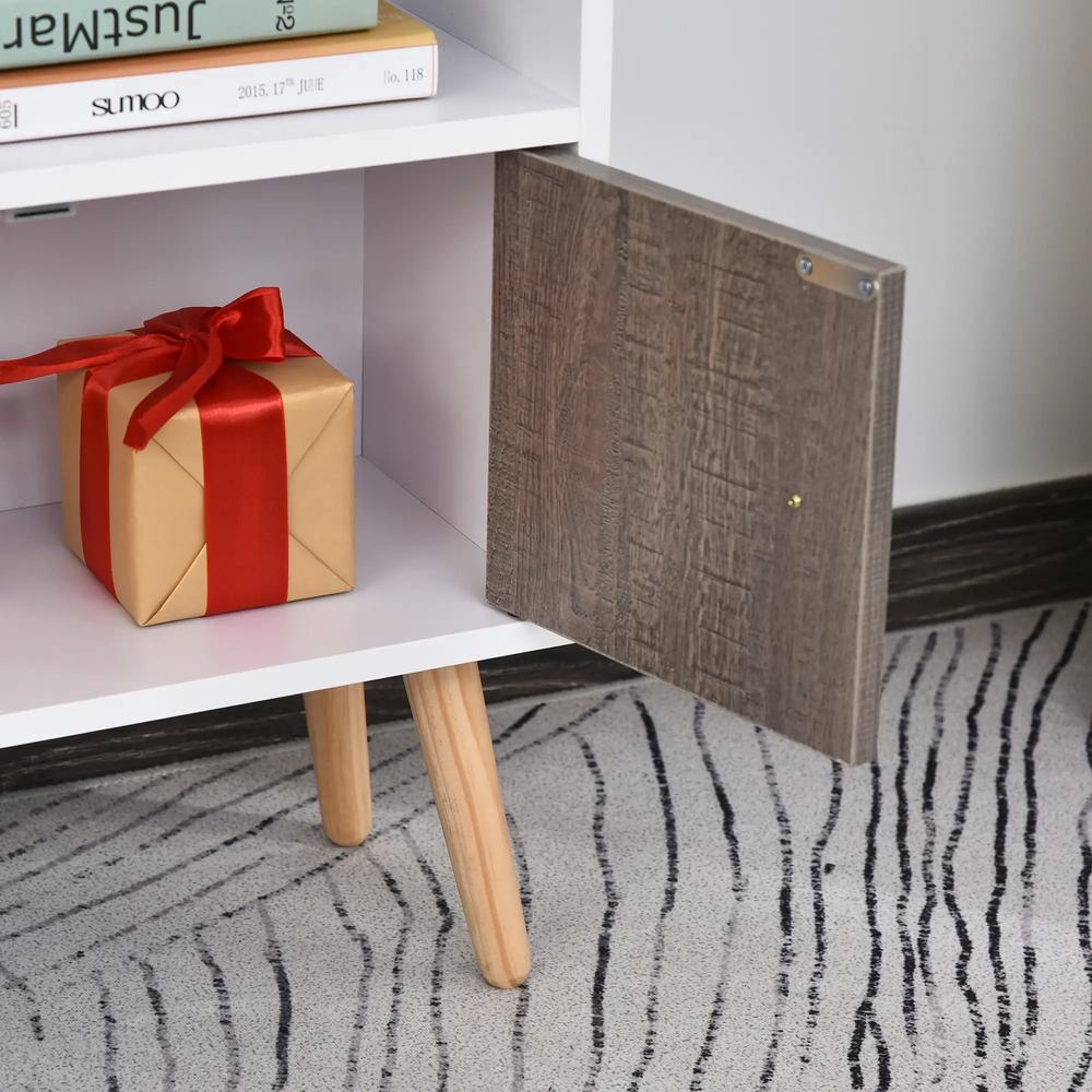HOMCOM Bookcase, Freestanding Book Shelf with Storage Cabinet, 6 Shelves and Wood Legs for Home Office Display, White and Grey, 24D x 71.8W x 90.8H cm Additional View 8