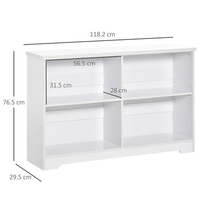 HOMCOM Wooden Cube Bookcase, 2 Tier Open Storage Shelving Unit with 4 Compartments, Freestanding Display Bookshelf for Home Office Living Room Furniture, 118 x 29 x 76cm, White Additional View 3