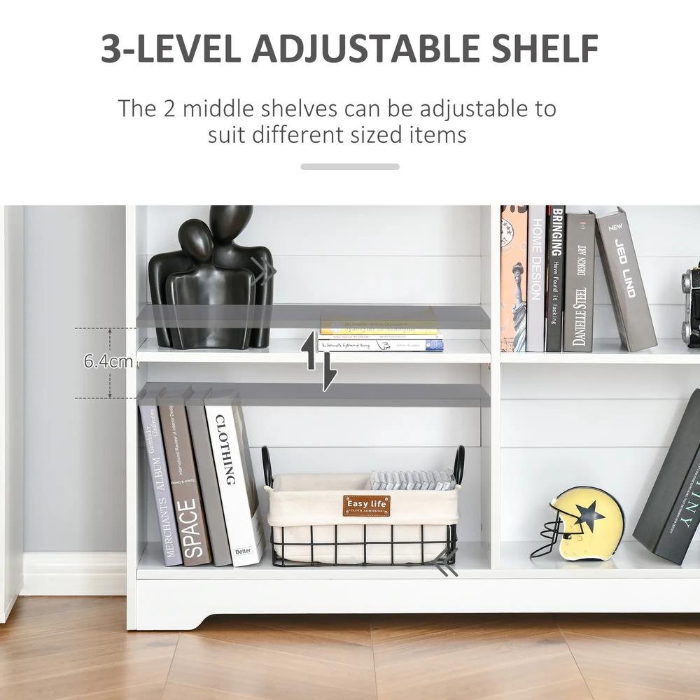 HOMCOM Wooden Cube Bookcase, 2 Tier Open Storage Shelving Unit with 4 Compartments, Freestanding Display Bookshelf for Home Office Living Room Furniture, 118 x 29 x 76cm, White Additional View 4