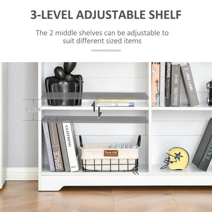 HOMCOM Wooden Cube Bookcase, 2 Tier Open Storage Shelving Unit with 4 Compartments, Freestanding Display Bookshelf for Home Office Living Room Furniture, 118 x 29 x 76cm, White Additional View 4