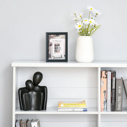 HOMCOM Wooden Cube Bookcase, 2 Tier Open Storage Shelving Unit with 4 Compartments, Freestanding Display Bookshelf for Home Office Living Room Furniture, 118 x 29 x 76cm, White Additional View 7
