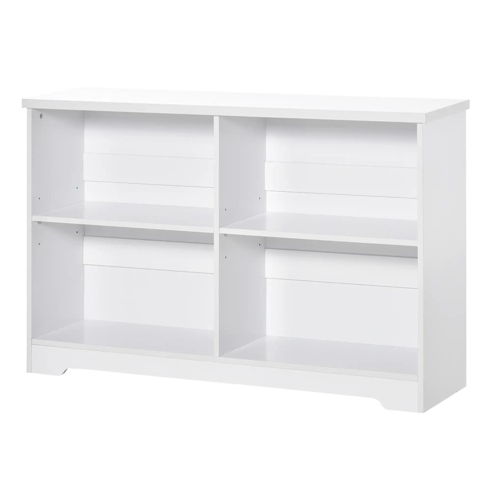 HOMCOM Wooden Cube Bookcase, 2 Tier Open Storage Shelving Unit with 4 Compartments, Freestanding Display Bookshelf for Home Office Living Room Furniture, 118 x 29 x 76cm, White Additional View 10