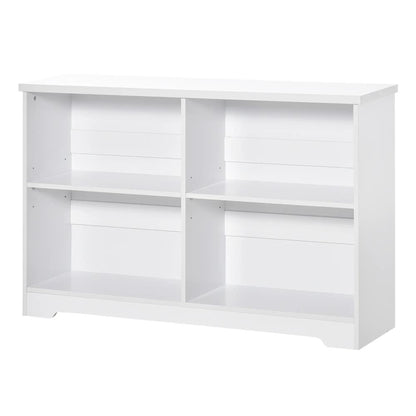 HOMCOM Wooden Cube Bookcase, 2 Tier Open Storage Shelving Unit with 4 Compartments, Freestanding Display Bookshelf for Home Office Living Room Furniture, 118 x 29 x 76cm, White Additional View 10