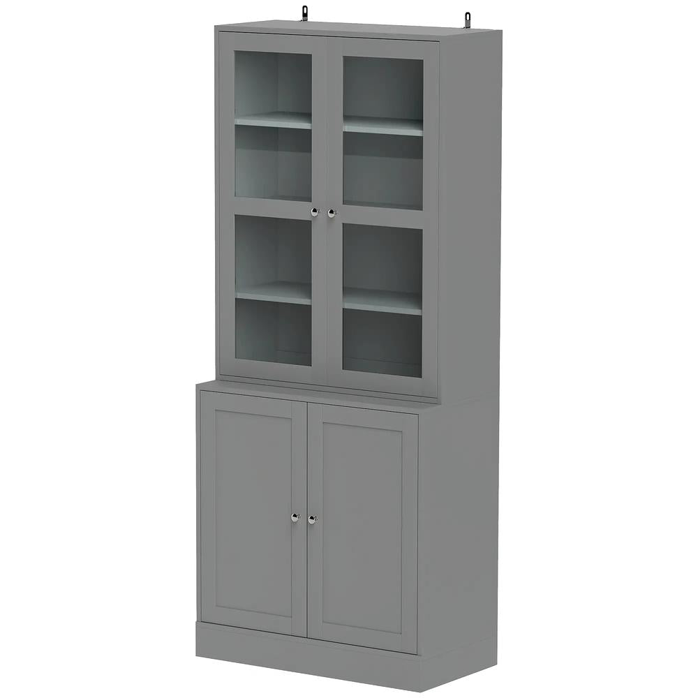 HOMCOM Double Storage Display Cabinet - Grey Additional View 11