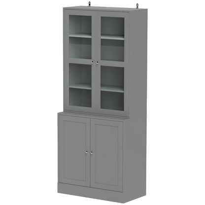 HOMCOM Double Storage Display Cabinet - Grey Additional View 11