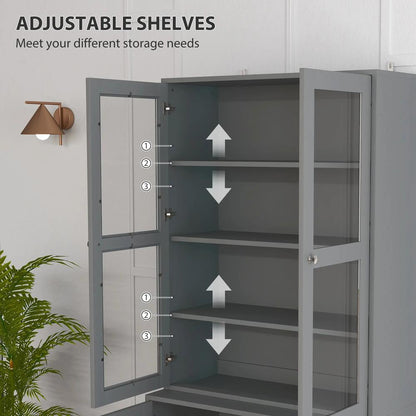 HOMCOM Double Storage Display Cabinet - Grey Additional View 5