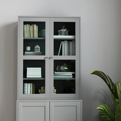 HOMCOM Double Storage Display Cabinet - Grey Additional View 9