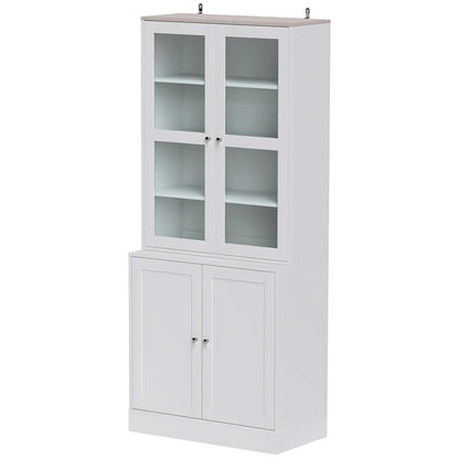 HOMCOM Double Storage Display Cabinet with Adjustable Shelves, MDF - White Additional View 13