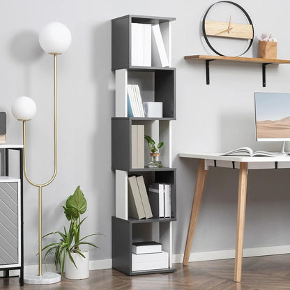 HOMCOM Modern 5-Tier Bookshelf, Freestanding Bookcase Storage Shelving for Living Room Home Office Study Additional View 2