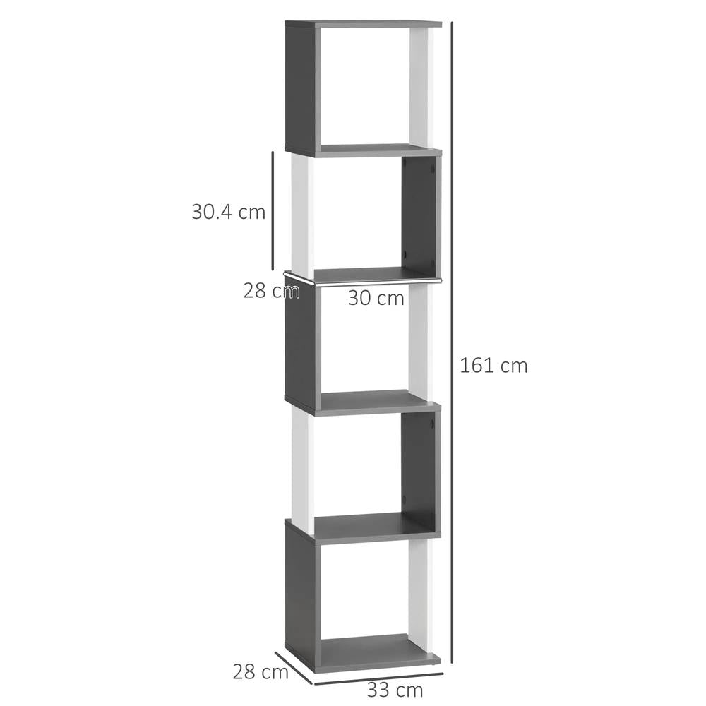 HOMCOM Modern 5-Tier Bookshelf, Freestanding Bookcase Storage Shelving for Living Room Home Office Study Additional View 3
