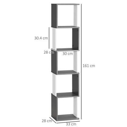 HOMCOM Modern 5-Tier Bookshelf, Freestanding Bookcase Storage Shelving for Living Room Home Office Study Additional View 3