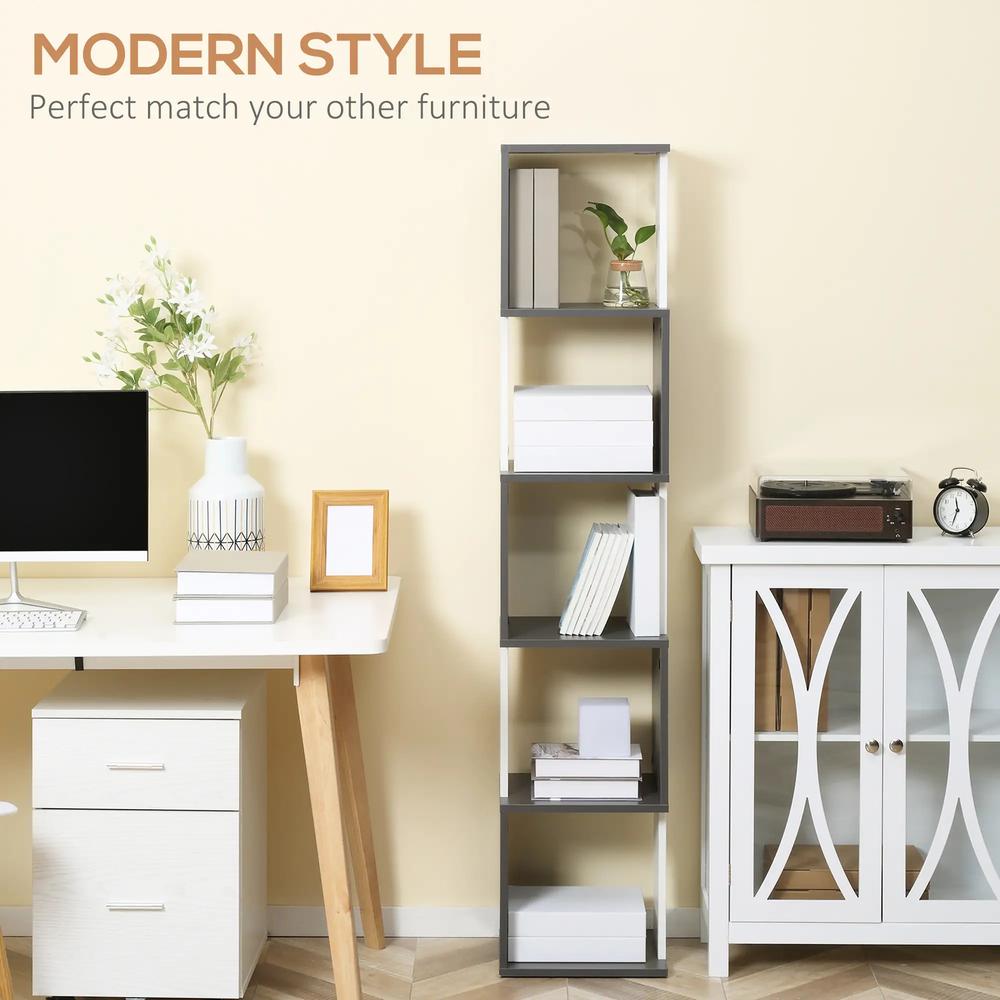 HOMCOM Modern 5-Tier Bookshelf, Freestanding Bookcase Storage Shelving for Living Room Home Office Study Additional View 4