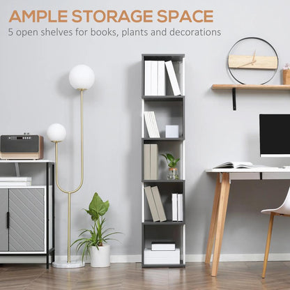 HOMCOM Modern 5-Tier Bookshelf, Freestanding Bookcase Storage Shelving for Living Room Home Office Study Additional View 5