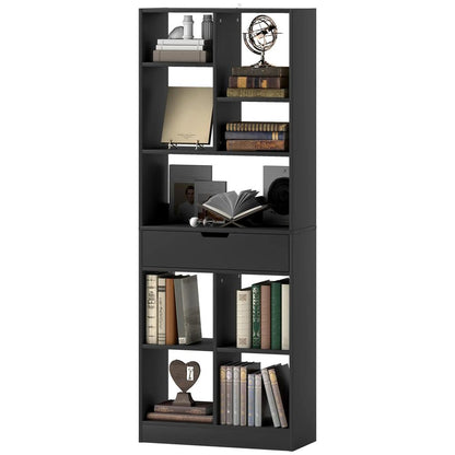 HOMCOM Tall Bookshelf with Drawer, Freestanding Bookcase for Bedroom, Living Room, Home Office, Black Additional View 11