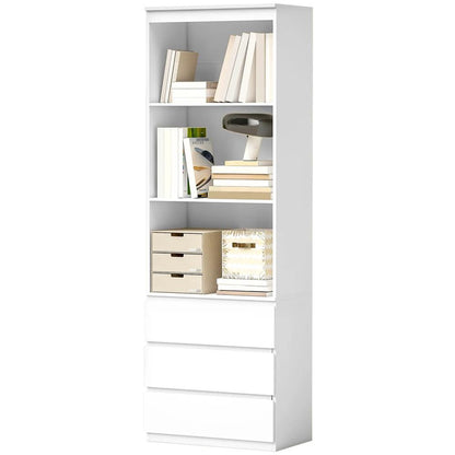 HOMCOM 180cm Tall Bookcase, with Shelves and Drawers - White Additional View 11