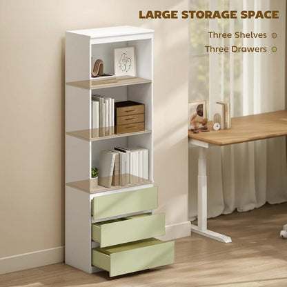 HOMCOM 180cm Tall Bookcase, with Shelves and Drawers - White Additional View 4