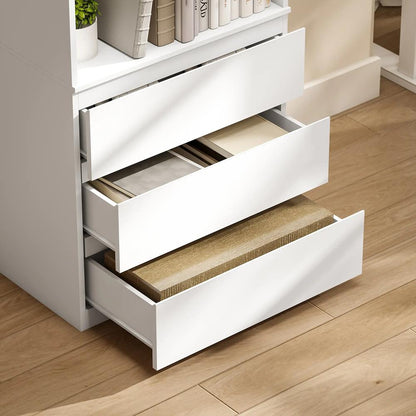 HOMCOM 180cm Tall Bookcase, with Shelves and Drawers - White Additional View 9