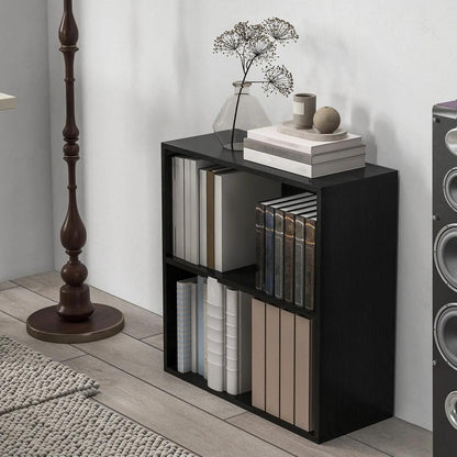 HOMCOM 2 Tier Bookshelf, Low Bookcase with Adjustable Shelf, 2 Compartments for Home Office, Living Room, Study Additional View 18