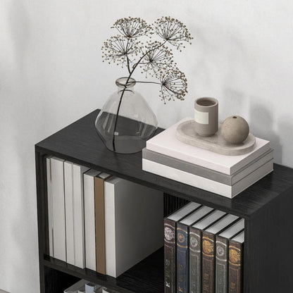 HOMCOM 2 Tier Bookshelf, Low Bookcase with Adjustable Shelf, 2 Compartments for Home Office, Living Room, Study Additional View 19