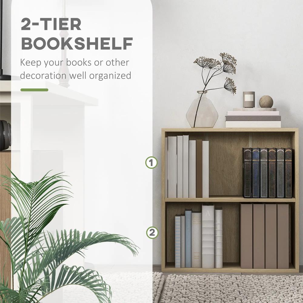 HOMCOM 2 Tier Bookshelf, Low Bookcase with Adjustable Shelf, 2 Compartments for Home Office, Living Room, Study Additional View 27