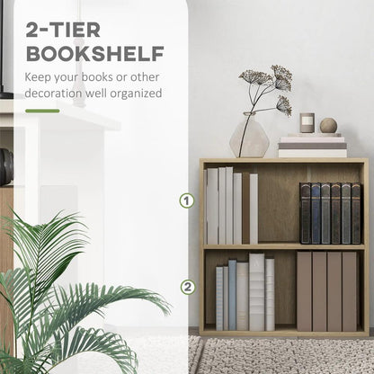 HOMCOM 2 Tier Bookshelf, Low Bookcase with Adjustable Shelf, 2 Compartments for Home Office, Living Room, Study Additional View 27