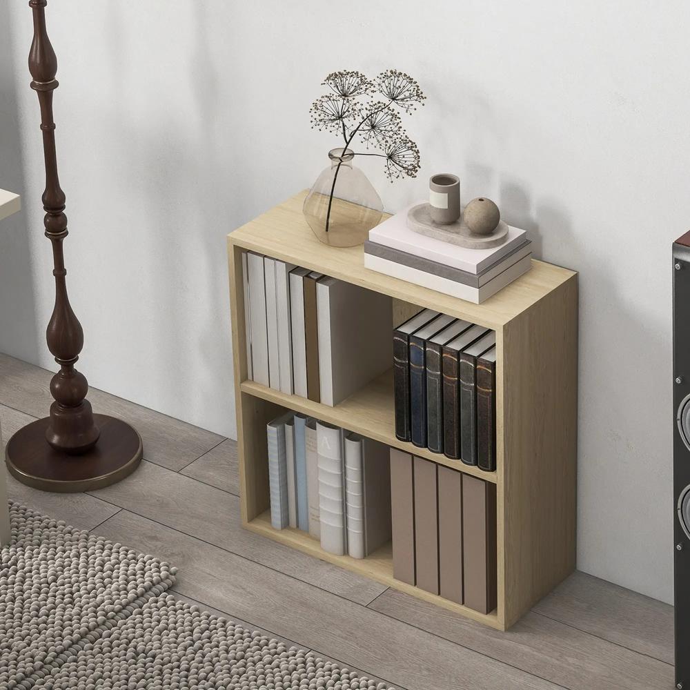 HOMCOM 2 Tier Bookshelf, Low Bookcase with Adjustable Shelf, 2 Compartments for Home Office, Living Room, Study Additional View 29