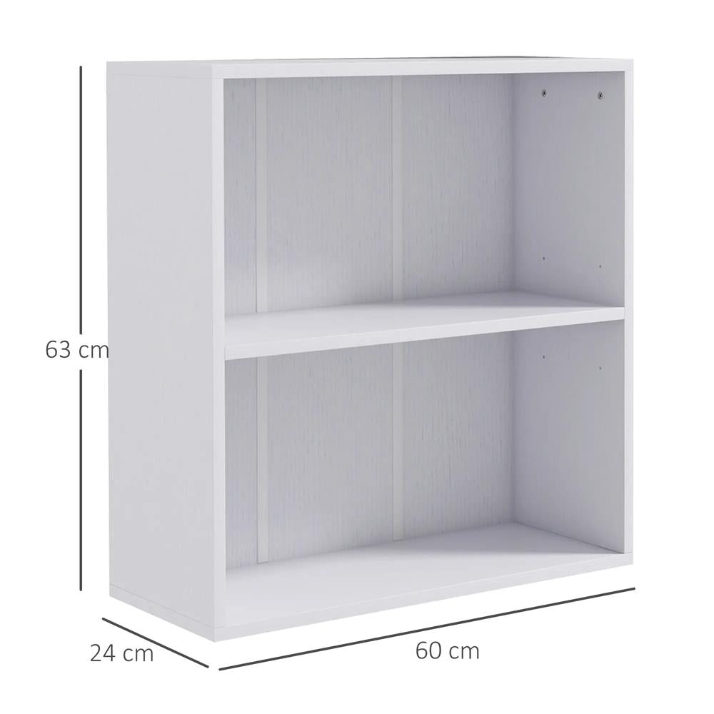 HOMCOM 2 Tier Bookshelf, Low Bookcase with Adjustable Shelf, 2 Compartments for Home Office, Living Room, Study Additional View 3