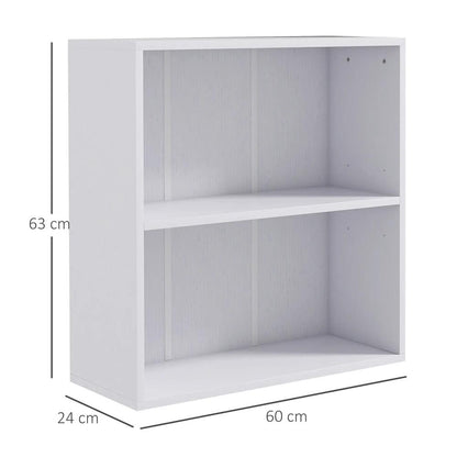 HOMCOM 2 Tier Bookshelf, Low Bookcase with Adjustable Shelf, 2 Compartments for Home Office, Living Room, Study Additional View 3