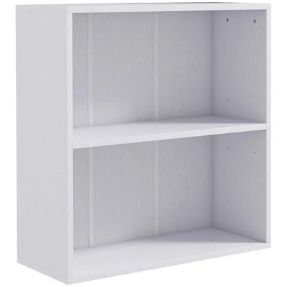 HOMCOM 2 Tier Bookshelf, Low Bookcase with Adjustable Shelf, 2 Compartments for Home Office, Living Room, Study
