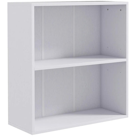 HOMCOM 2 Tier Bookshelf, Low Bookcase with Adjustable Shelf, 2 Compartments for Home Office, Living Room, Study