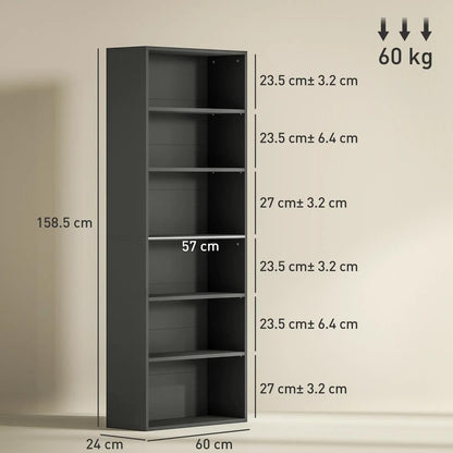 HOMCOM Six Shelf Bookcase Additional View 3