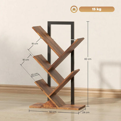 HOMCOM Four-Section Tree Bookcase - Wood-Effect Additional View 3