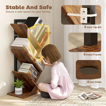 HOMCOM Four-Section Tree Bookcase - Wood-Effect Additional View 5