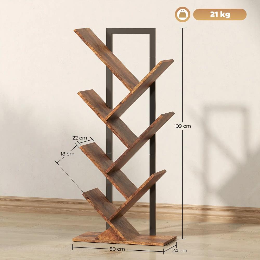 HOMCOM Six-Section Tree Bookcase - Wood-Effect Additional View 3
