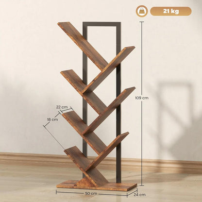 HOMCOM Six-Section Tree Bookcase - Wood-Effect Additional View 3