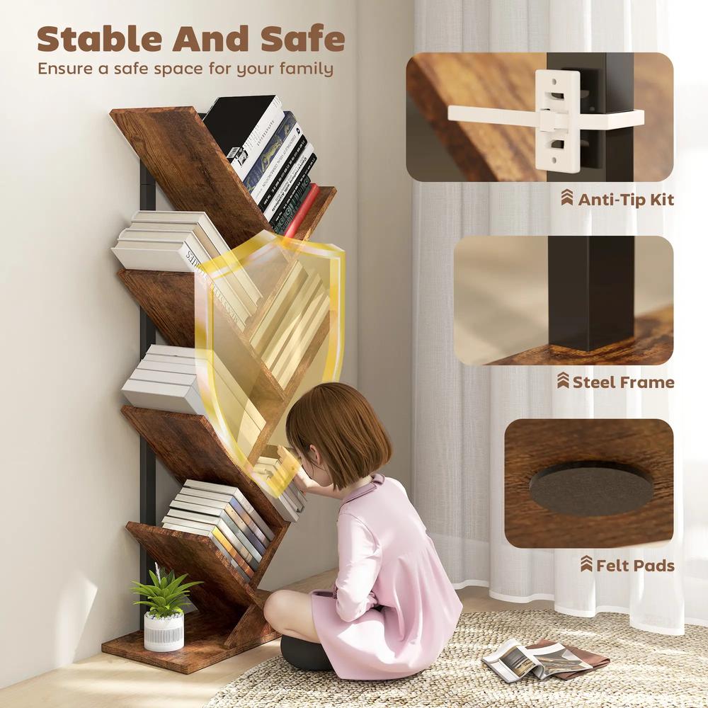 HOMCOM Six-Section Tree Bookcase - Wood-Effect Additional View 5