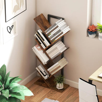 HOMCOM Six-Section Tree Bookcase - Wood-Effect Additional View 7