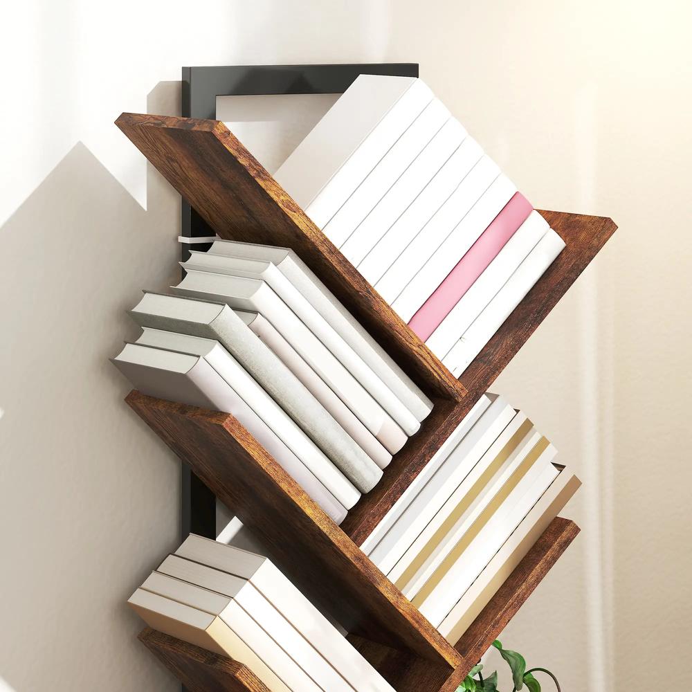 HOMCOM Six-Section Tree Bookcase - Wood-Effect Additional View 8
