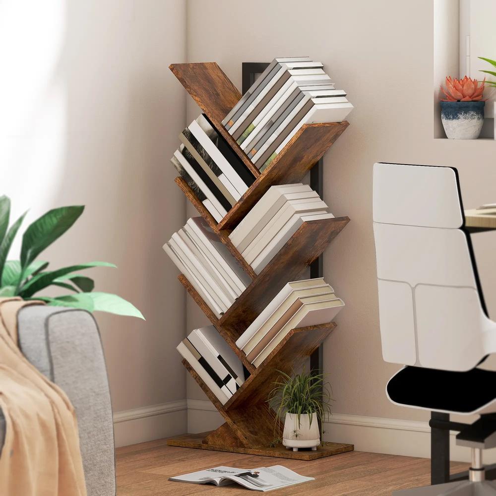 HOMCOM Six-Section Tree Bookcase - Wood-Effect Additional View 10