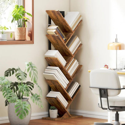 HOMCOM Eight-Section Tree Bookcase - Wood-Effect Additional View 2