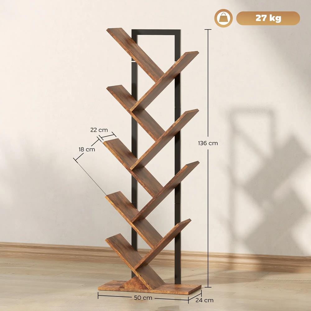 HOMCOM Eight-Section Tree Bookcase - Wood-Effect Additional View 3