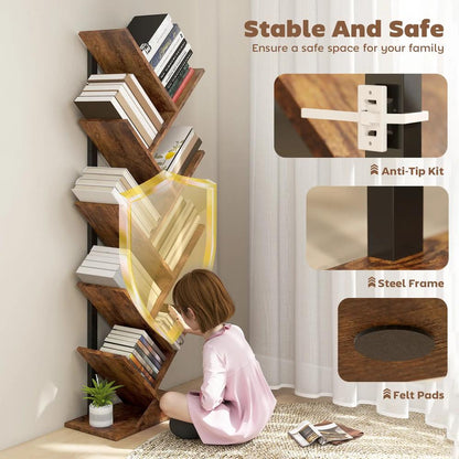 HOMCOM Eight-Section Tree Bookcase - Wood-Effect Additional View 5