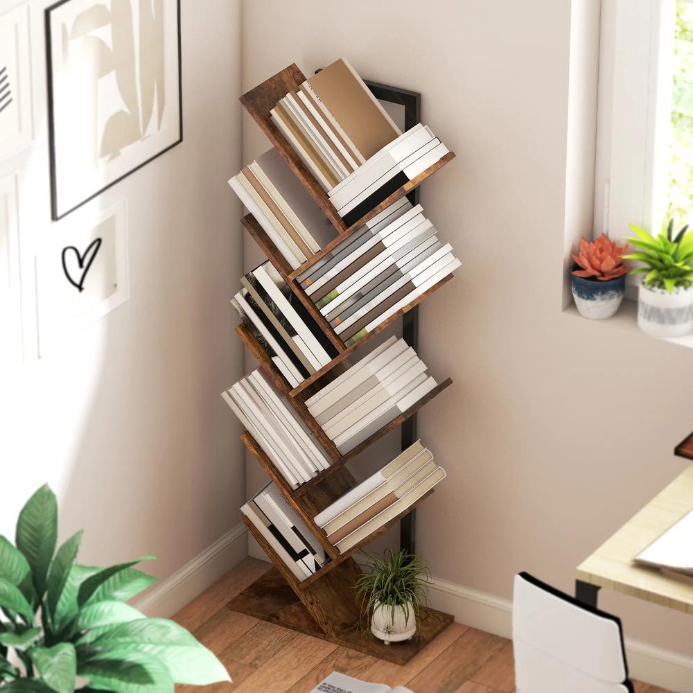 HOMCOM Eight-Section Tree Bookcase - Wood-Effect Additional View 7